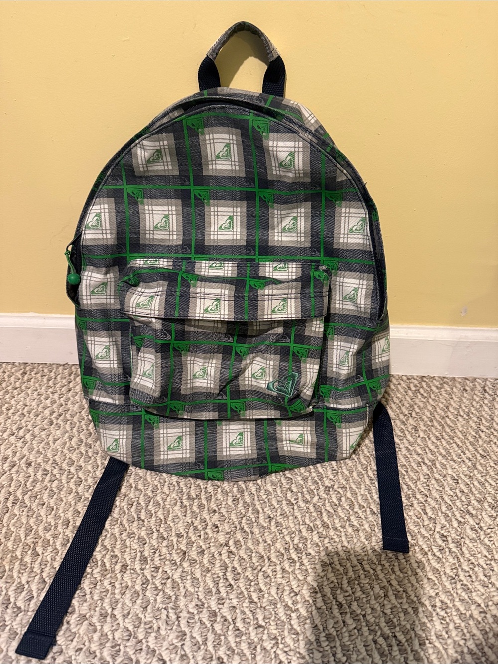 Roxy Green, Gray and White Plaid Backpack - Picture 2 of 6